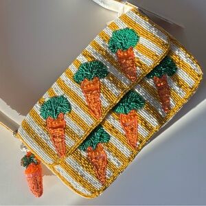 Handcrafted in India Beaded Carrot Shoulder Bag with Carrot Keychain